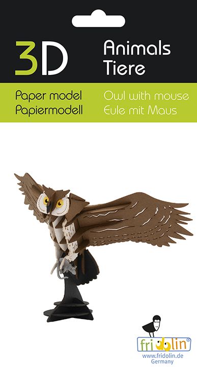 3D-Modell, Eule mit Maus, gelasert