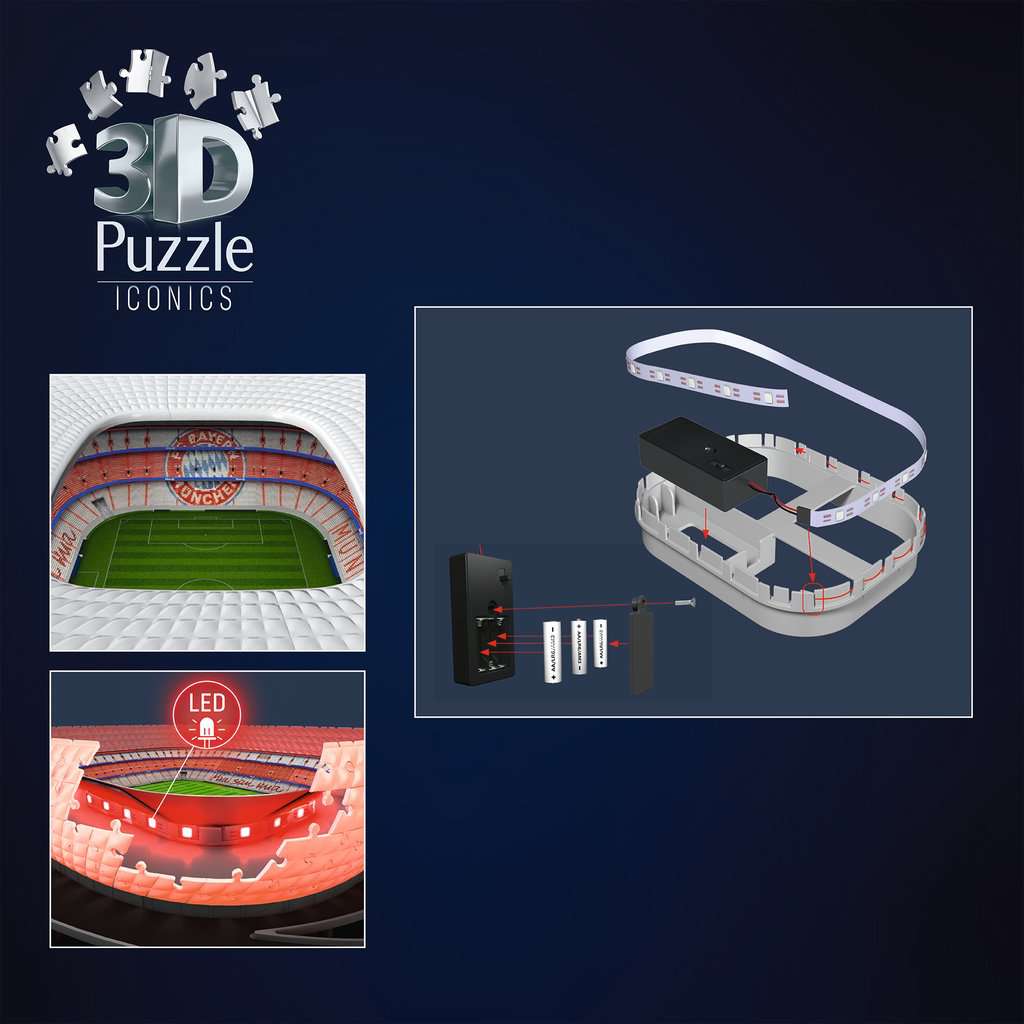 Spiel Ravensburger Iconics: Allianz Arena - mit Licht ⎮ 3D Puzzle