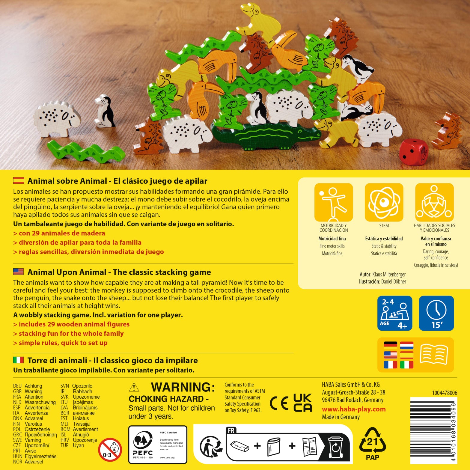 Gesellschaftsspiel HABA Tier auf Tier - Das wackelige Stapelspiel