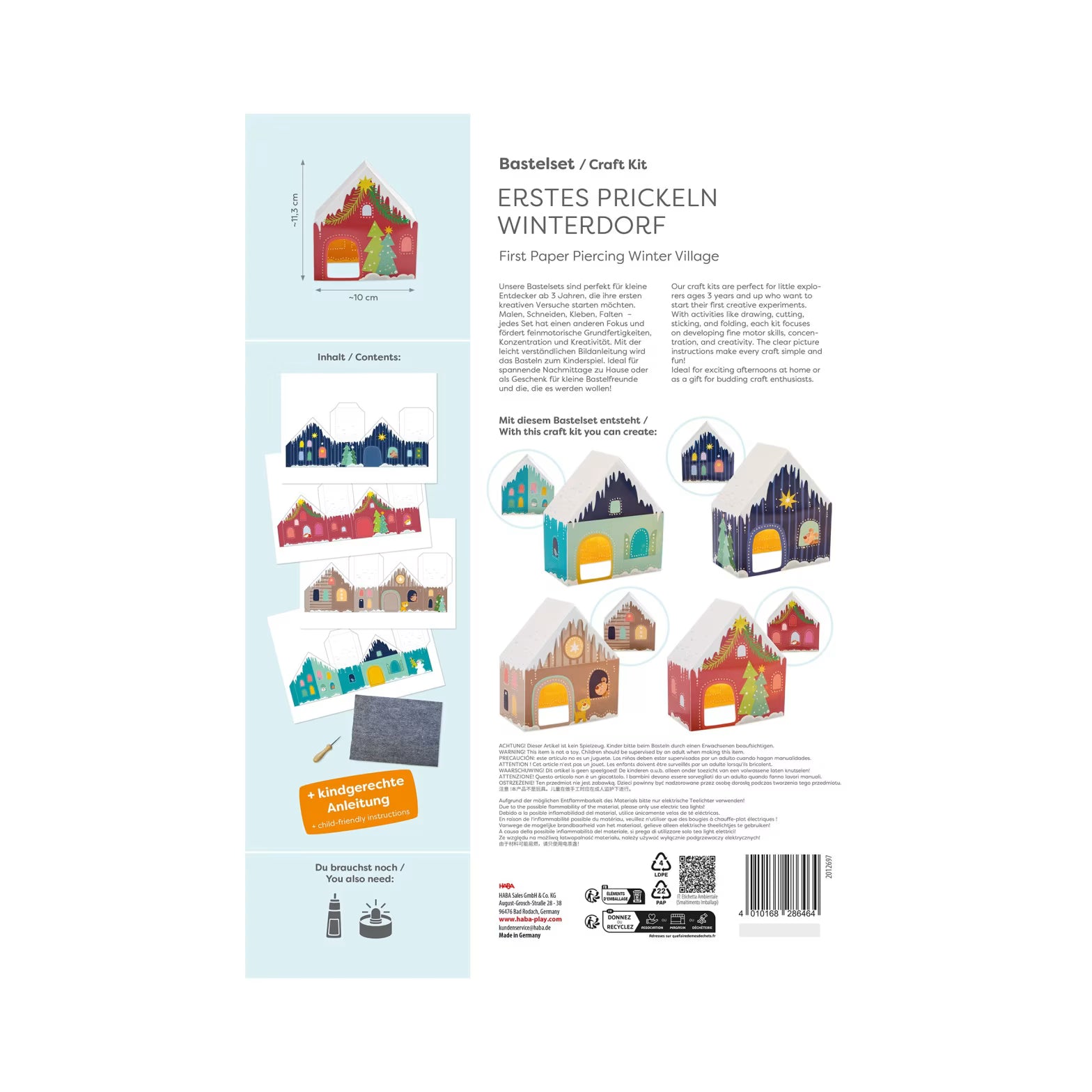 Basteln HABA Sachenmacher - Bastelset - Erstes Prickeln Winterdorf Bastelset, 4 Motive