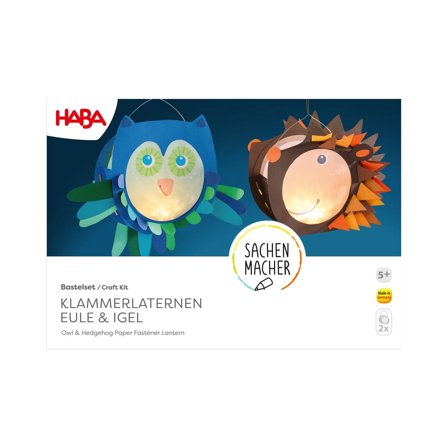 Basteln HABA Sachenmacher - Bastelset - Klammerlaternen Eule & Igel, 2 Stück