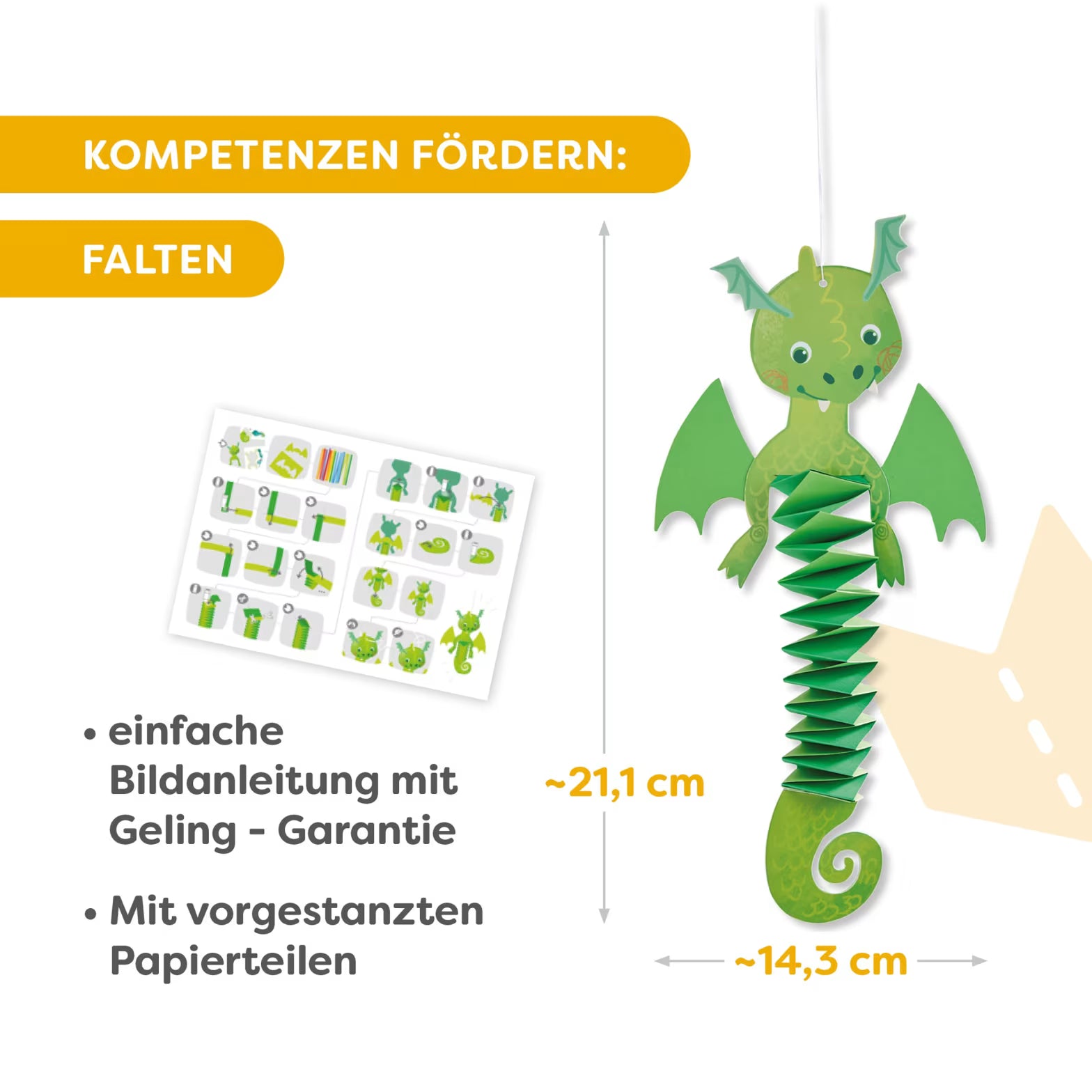 Basteln HABA Sachenmacher | Erstes Falten Feuerdrache, Bastelset, 6 St.