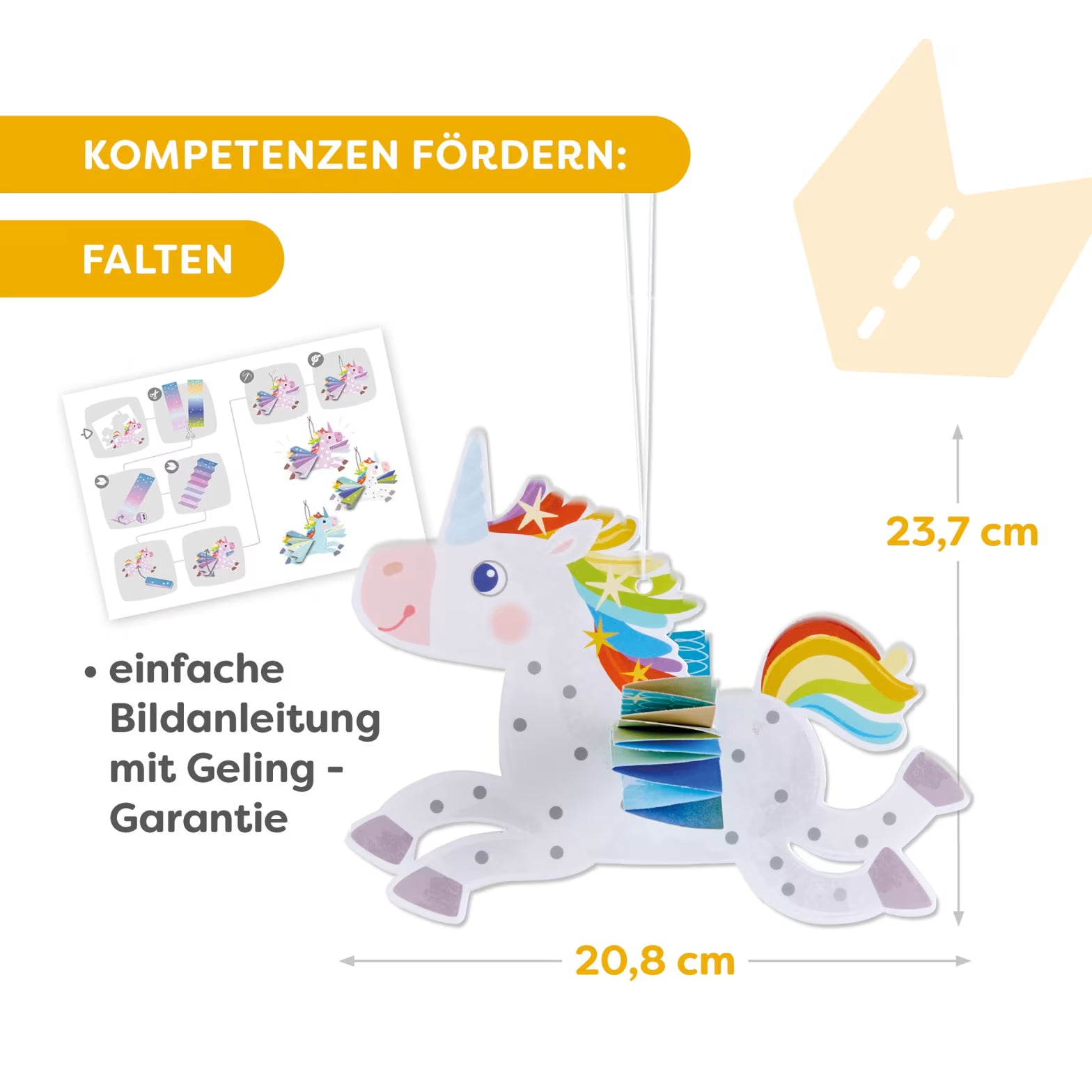 Basteln HABA Sachenmacher | Erstes Falten Regenbogen-Einhörner, Bastelset, 6 St.,