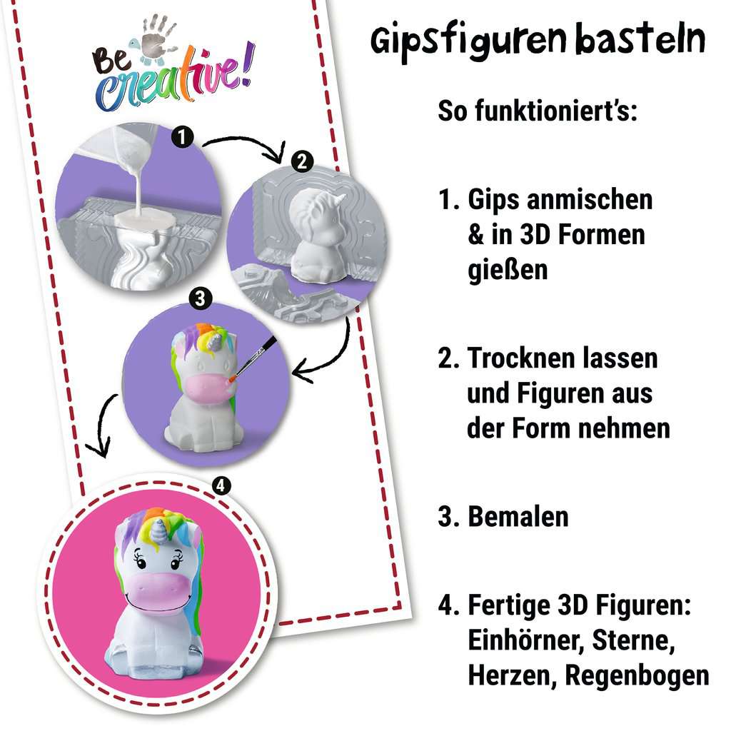 Malen Ravensburger BeCreative: Bastelset DIY Gipsfiguren gießen Einhorn
