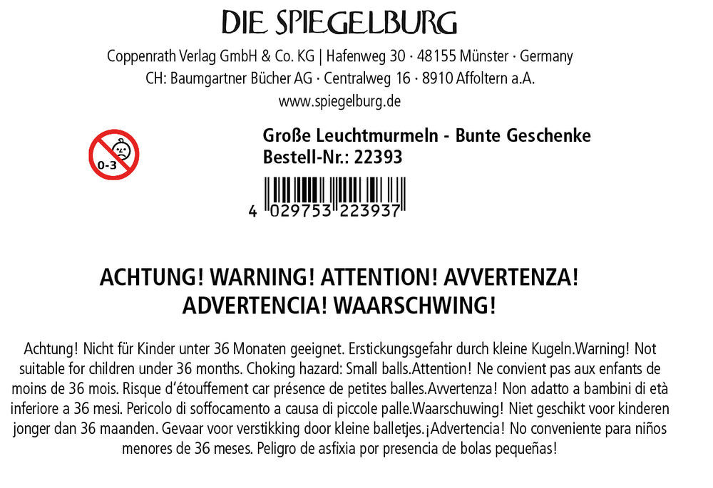 Krimskrams Die Spiegelburg Große Leuchtmurmeln - Bunte Geschenke