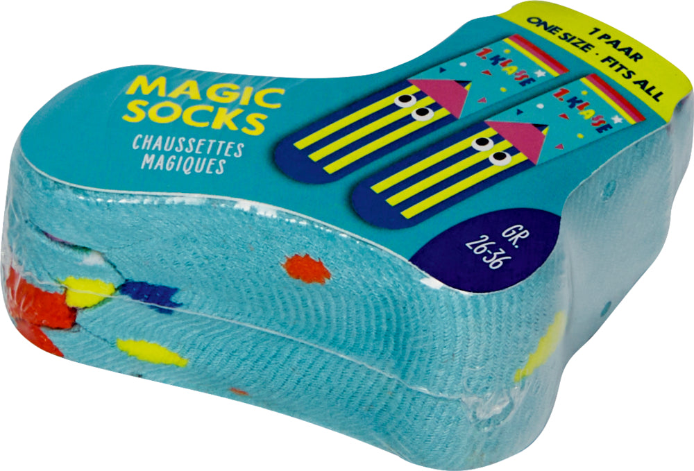 Krimskrams Die Spiegelburg Magic Socks 1. Klasse - Bunte Geschenke (one size / Gr. 26-36) blau gelb