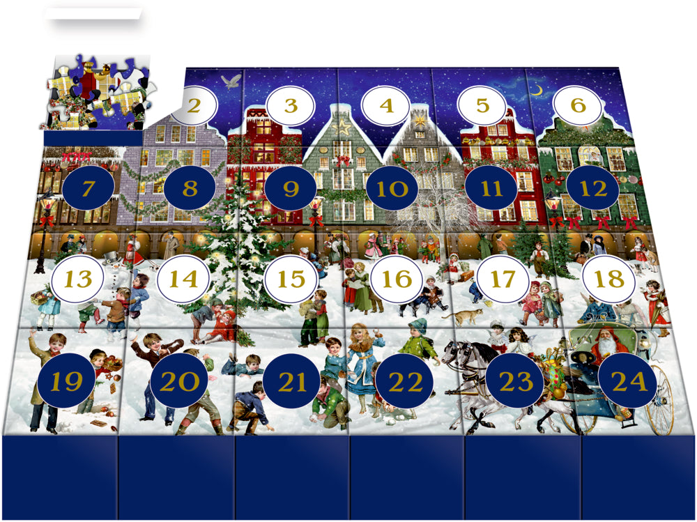Winterabend in der Stadt, Puzzle-Adventskalender