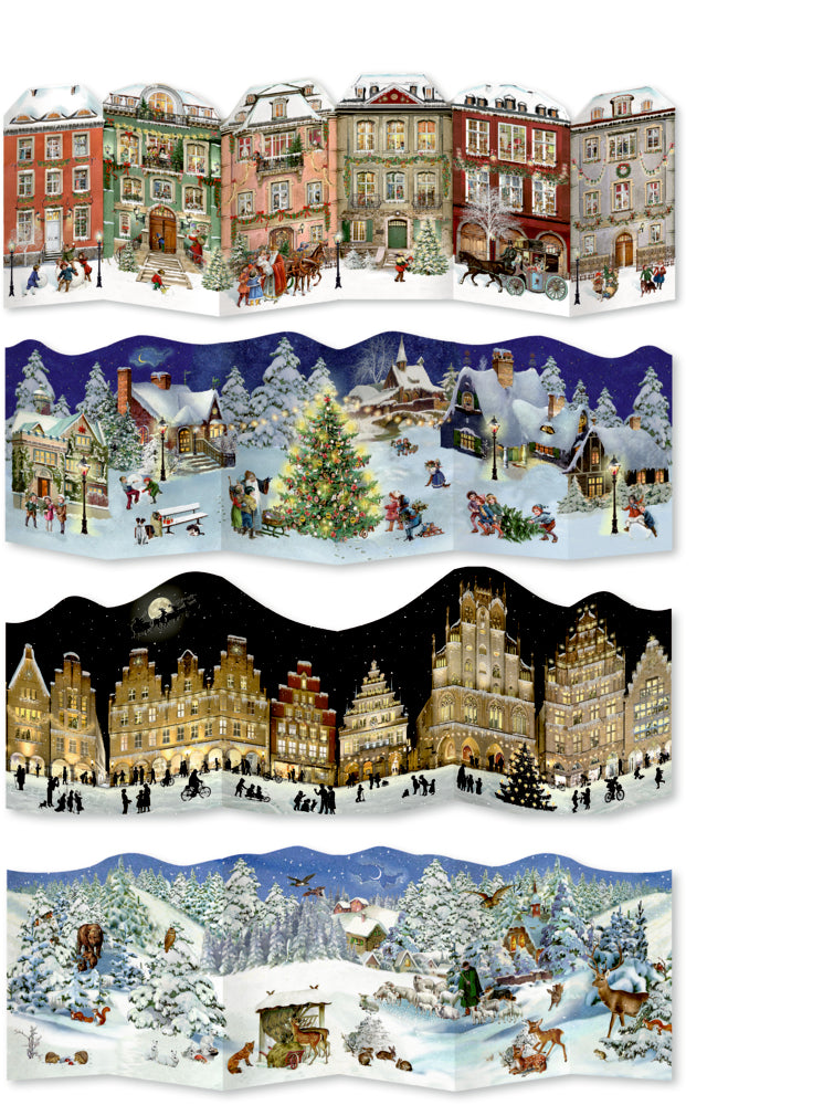 Nostalgische Winterweihnacht-Leporellos, Mini-Adventskalender -Sortiert