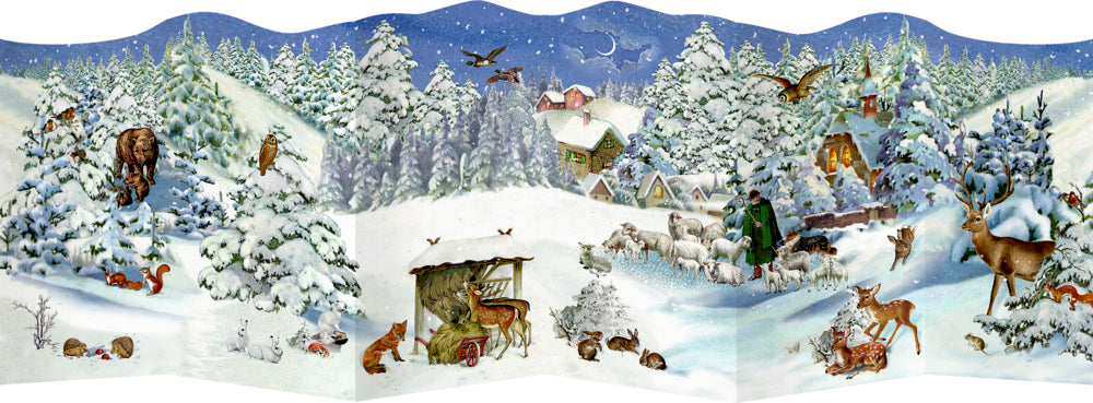Nostalgische Winterweihnacht-Leporellos, Mini-Adventskalender -Sortiert