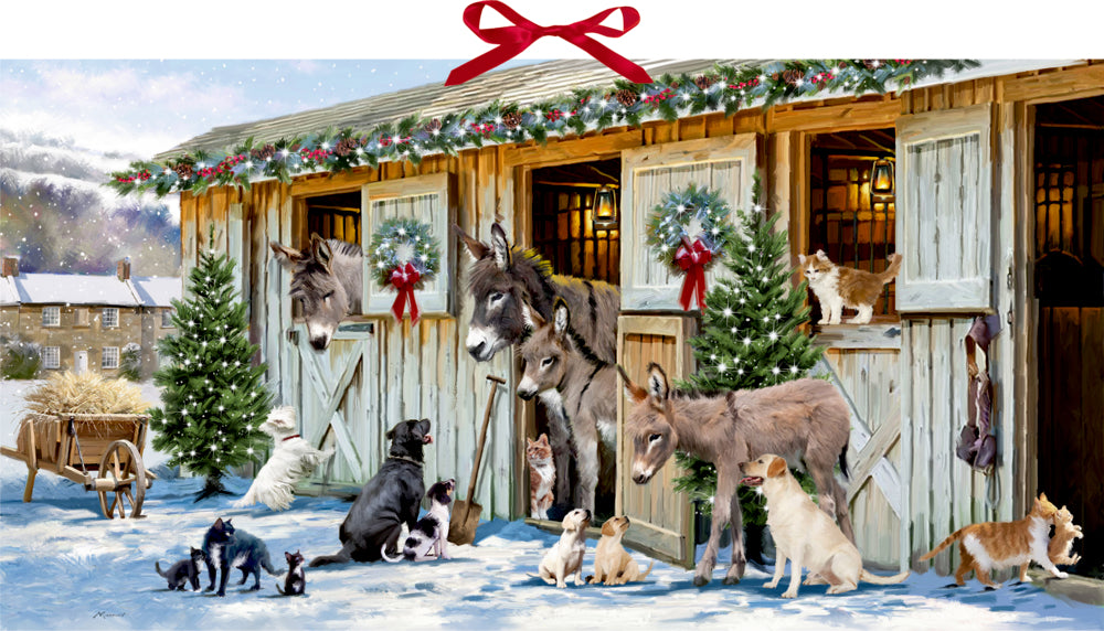 Weihnacht bei den Tieren im Stall, Wand-Adventskalender