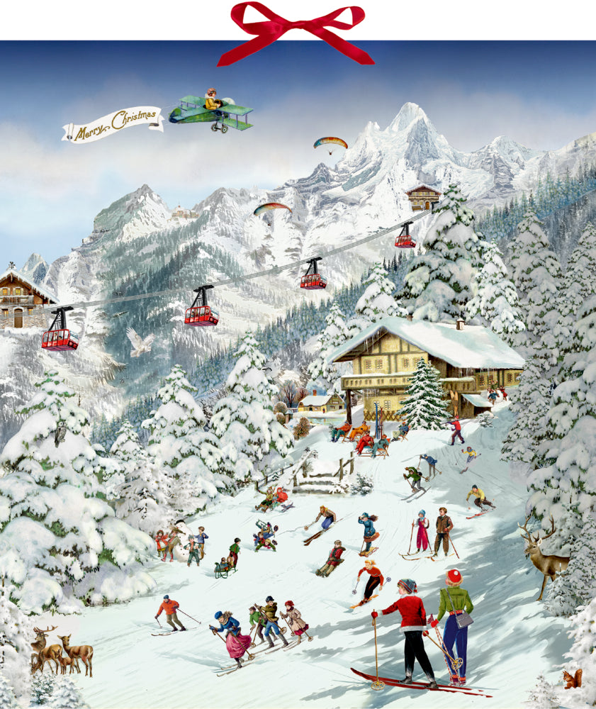 Fröhliche Skifreizeit in den Bergen, Wand-Adventskalender (Behr)