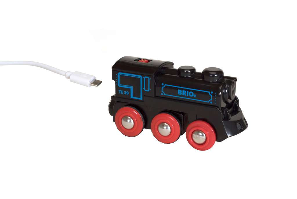 Holzeisenbahn Brio BRIO Schwarze Akku-Lok mit Mini-USB