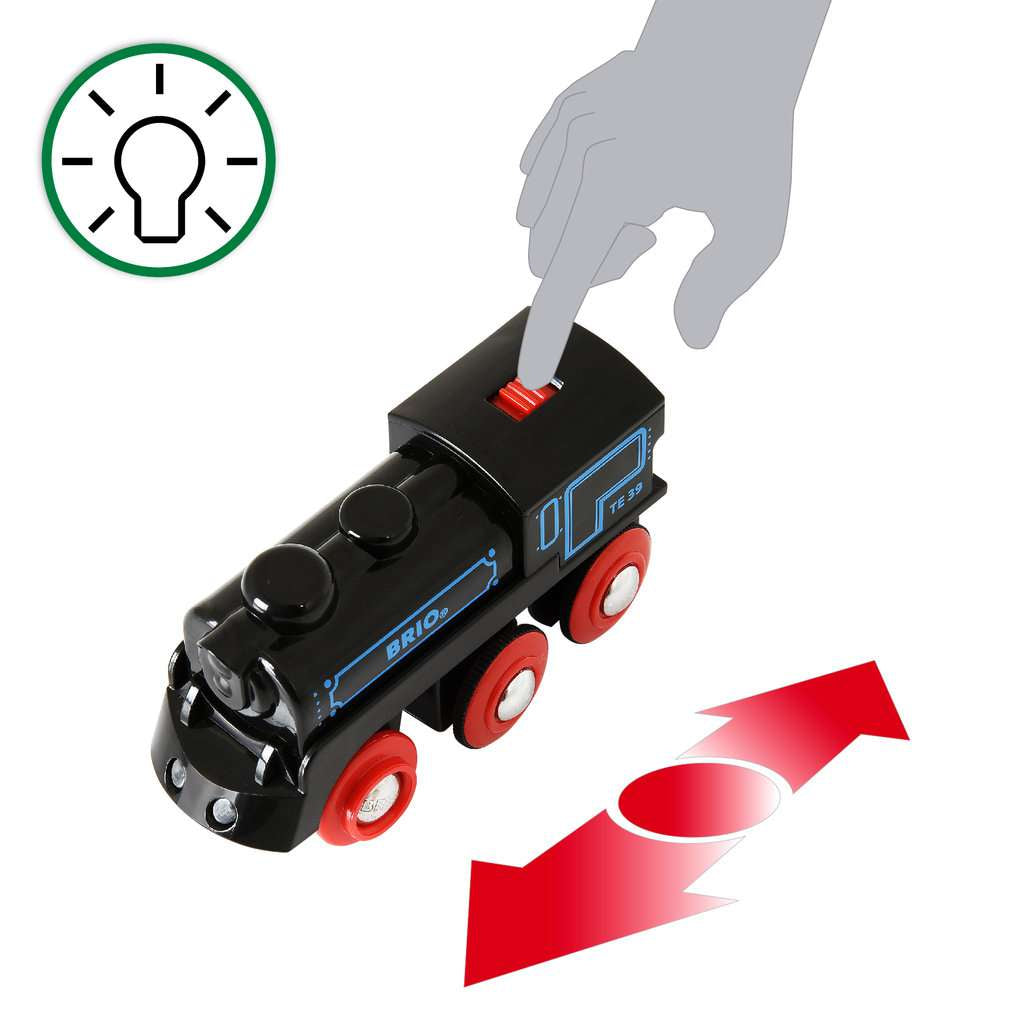 Holzeisenbahn Brio BRIO Schwarze Akku-Lok mit Mini-USB