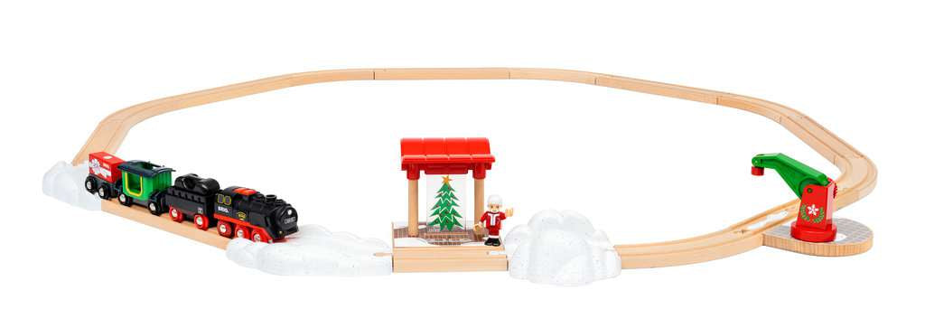 Holzeisenbahn Brio Batterie-Dampflok Weihnachts-Set