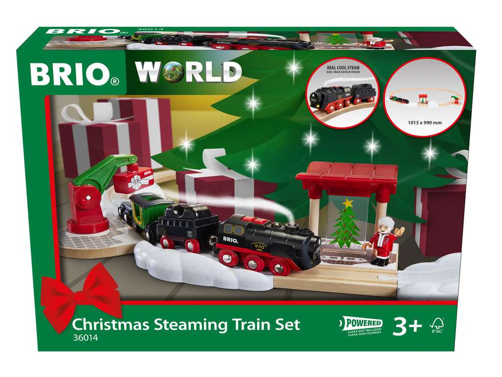 Holzeisenbahn Brio Batterie-Dampflok Weihnachts-Set