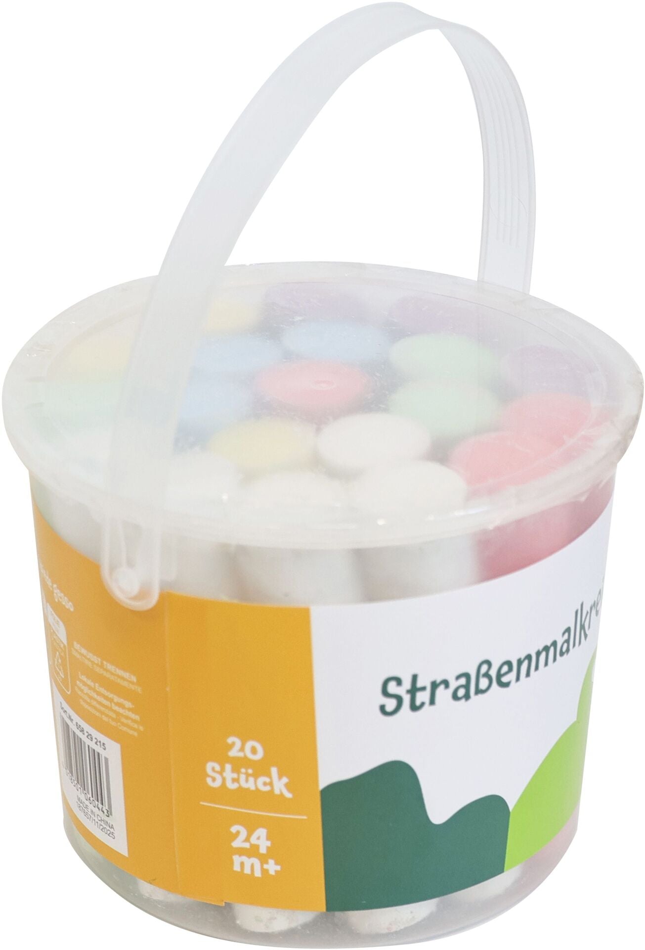 Straßenmalkreide im Eimer, 20 Stück