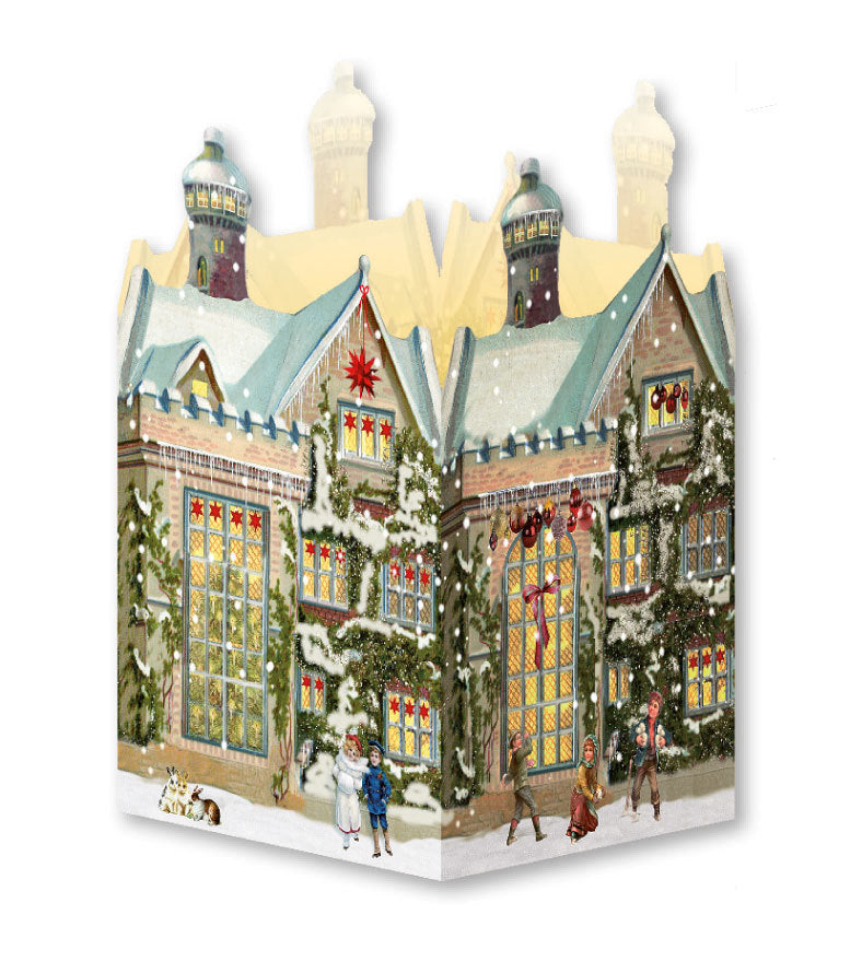 Nostalgisches Weihnachtshaus - Windlicht-Mini-Adventskalender