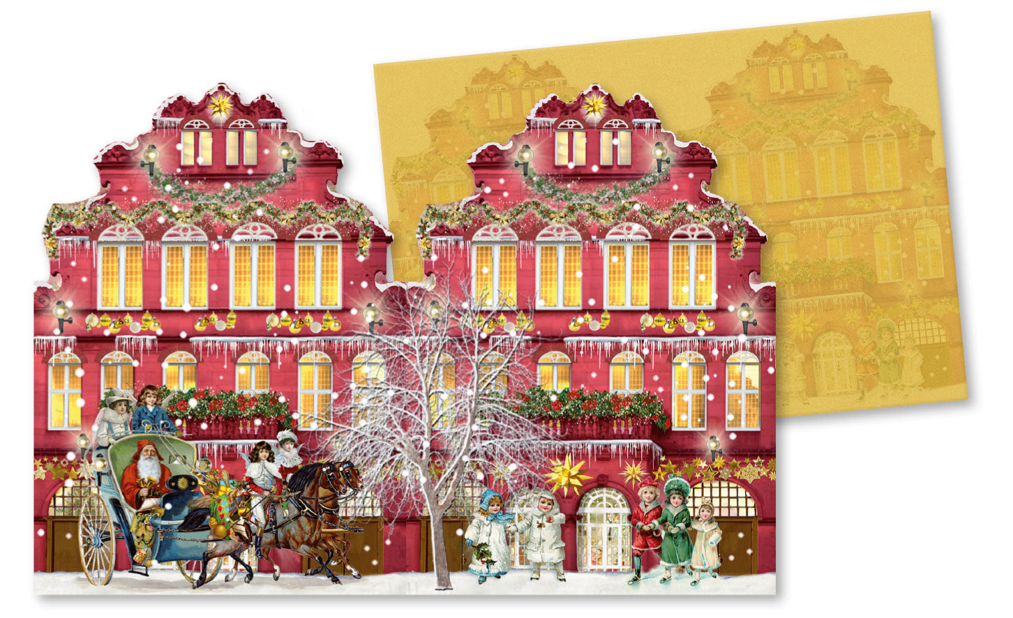 Nostalgisches Weihnachtshaus - Windlicht-Mini-Adventskalender