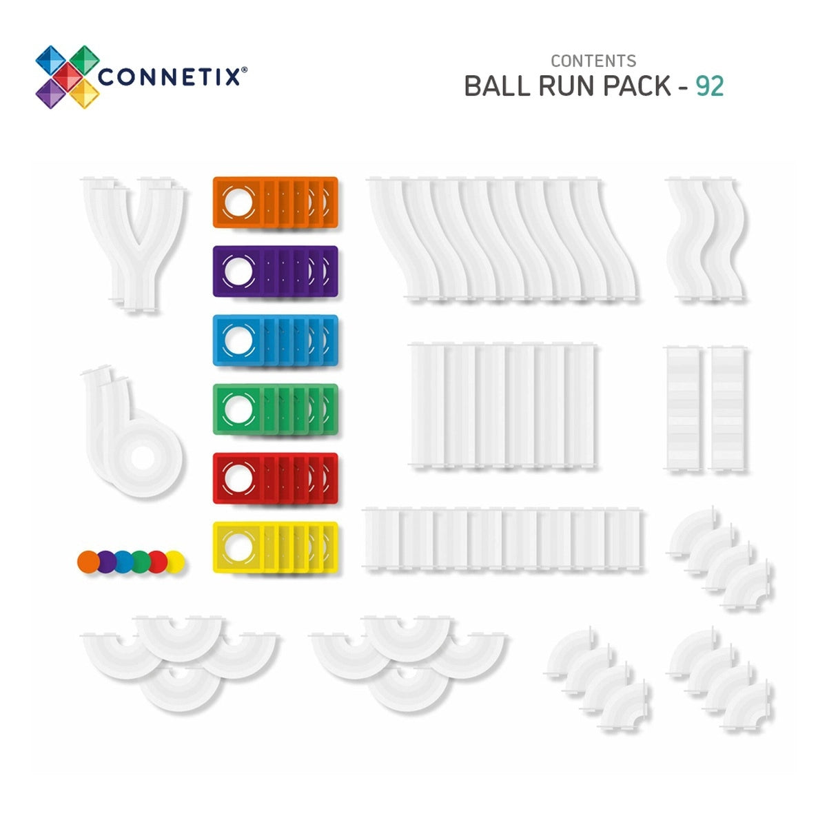 Bausteine CONNETIX Connetix Magnetbausteine Kugelbahn Rainbow Ball Run Pack 92 Teile