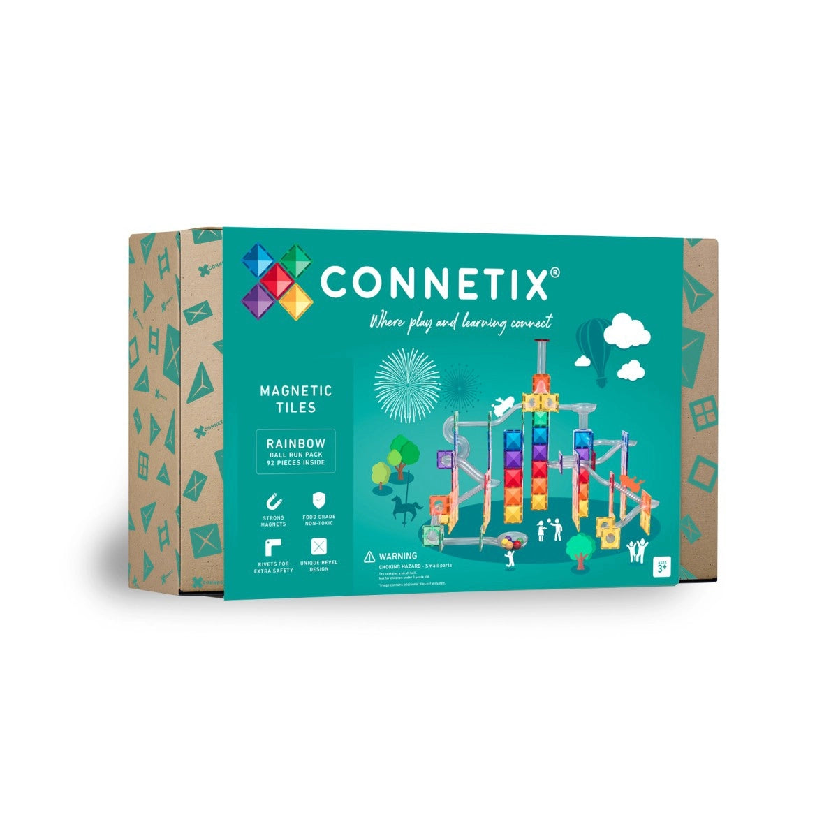 Bausteine CONNETIX Connetix Magnetbausteine Kugelbahn Rainbow Ball Run Pack 92 Teile