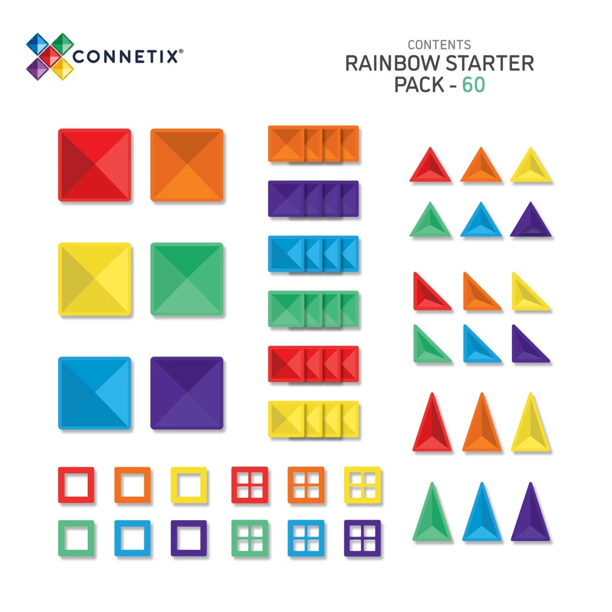 Bausteine CONNETIX CONNETIX Connetix Magnetbausteine Rainbow Starter Pack 60 Teile