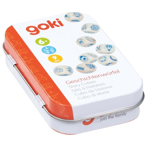Lernspiel goki Geschichtenwürfel in Blechdose