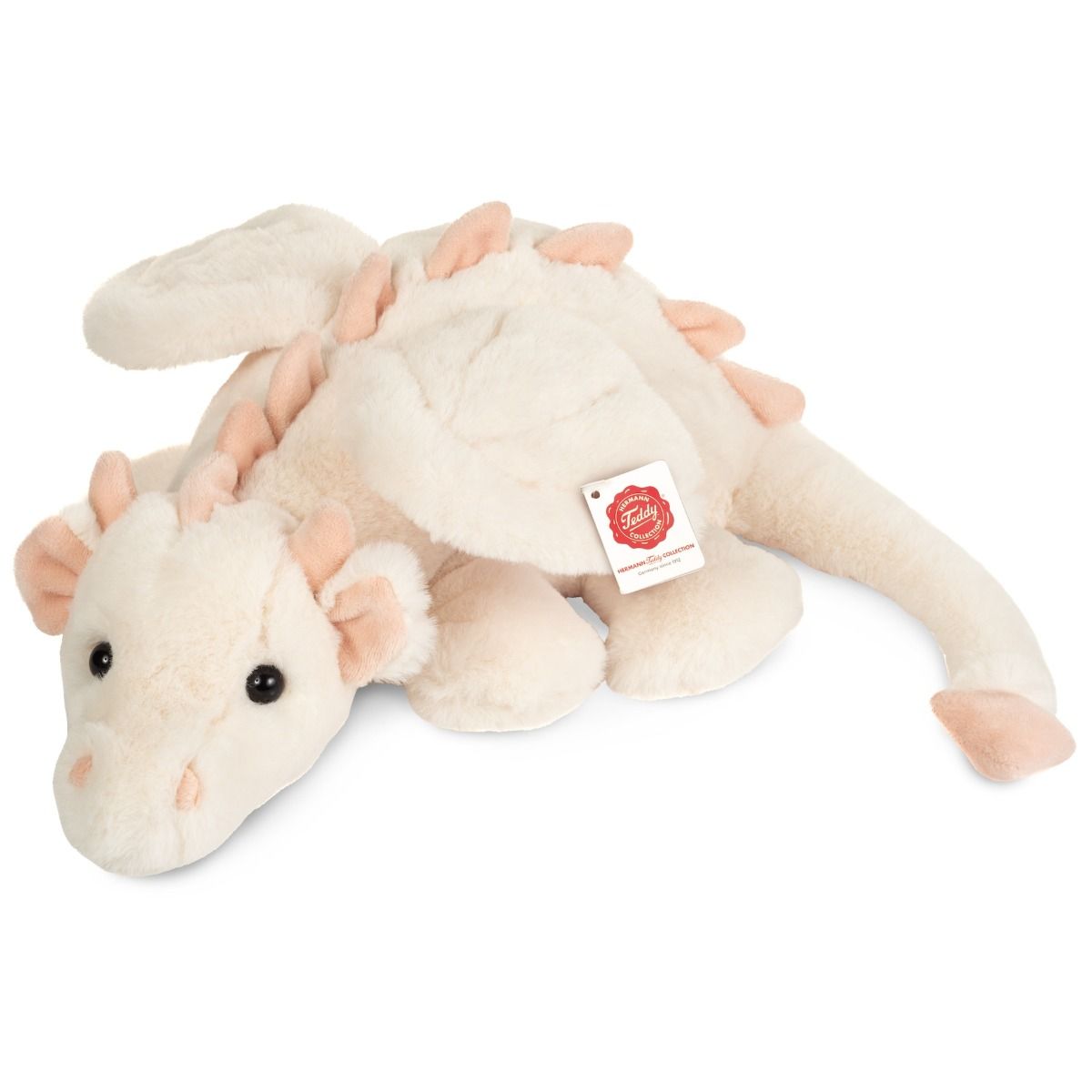 Teddy-Herrmann ⎮ Drache Fluffy weiß-rosa ⎮ 32 cm