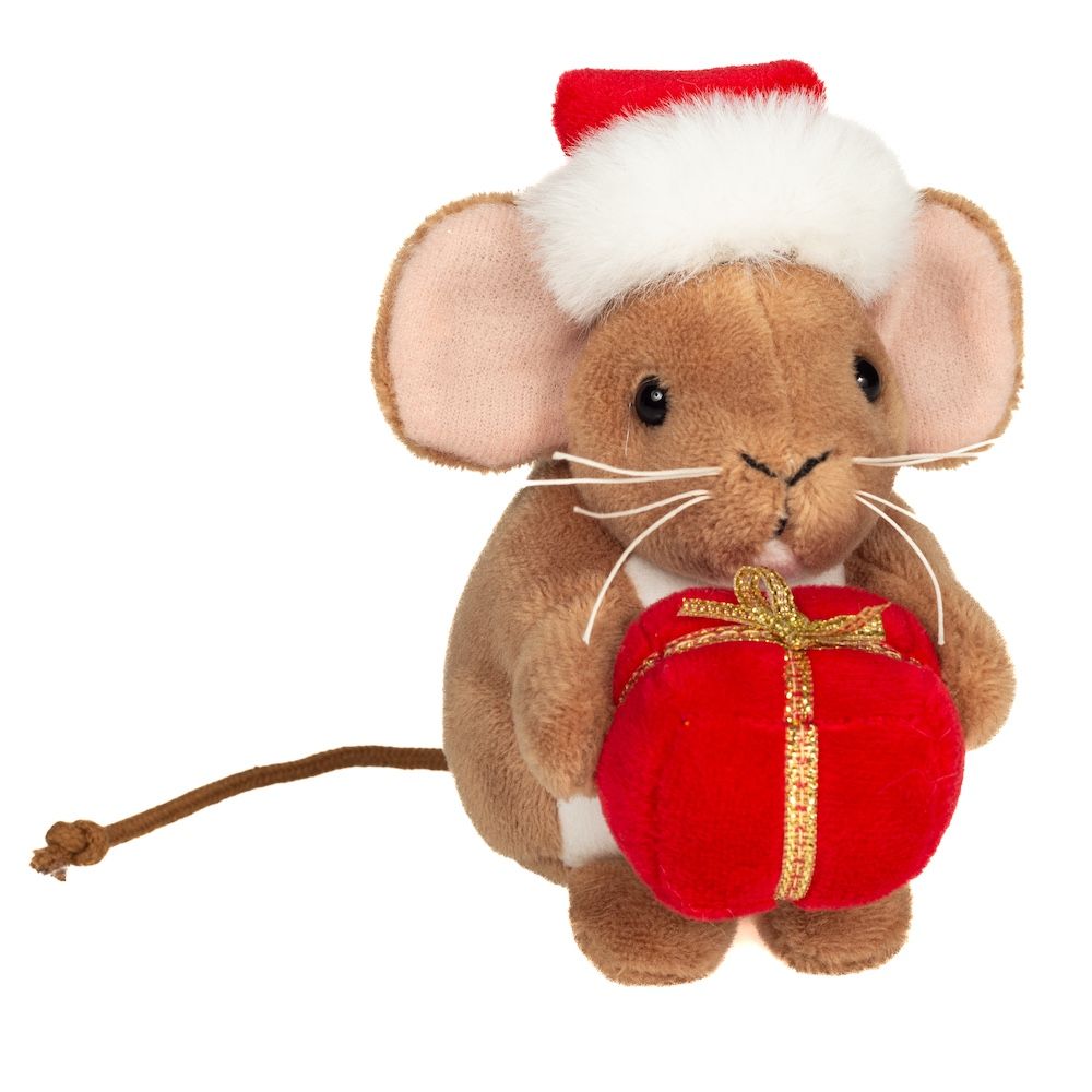 Plüschtier Teddy Hermann Teddy-Herrmann ⎮ Weihnachtsmaus mit Geschenk ⎮ 11 cm