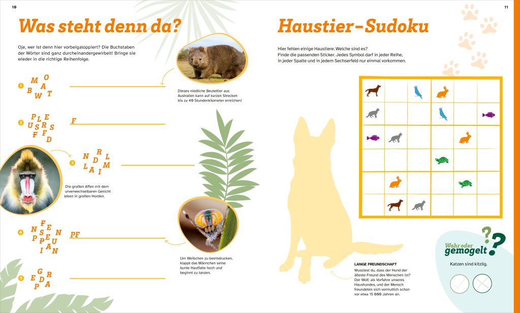 WAS IST WAS Rätseln und Stickern: Tiere