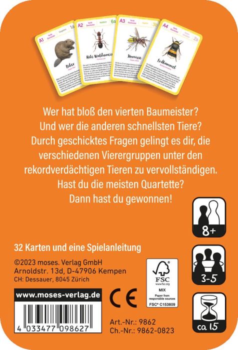 Moses 50 Karten / Pocket Quiz Moses Verlag Expedition Natur - Quartett: Tierrekorde