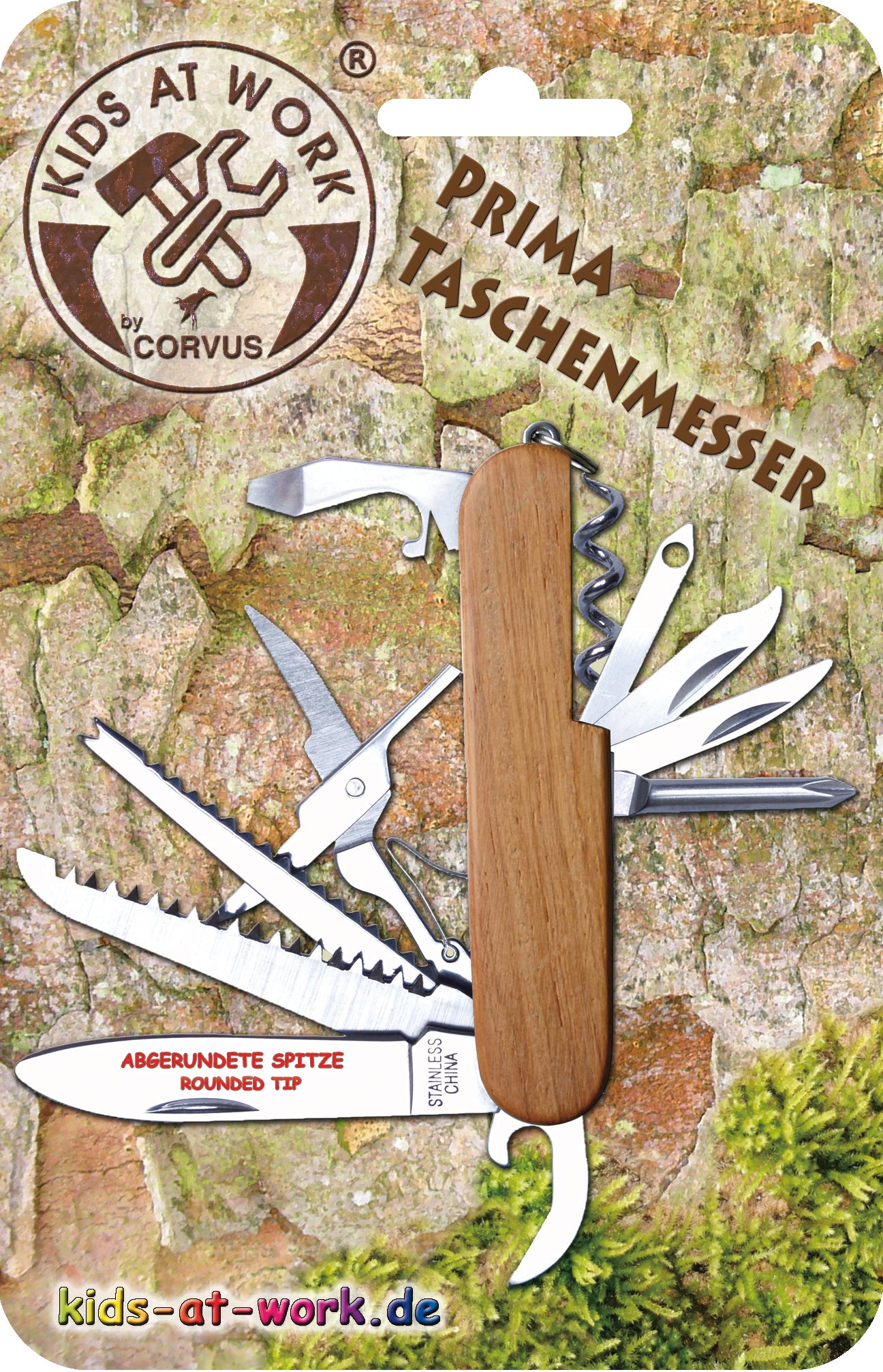 Taschenmesser Holzgriff Natur 03 mit abgerundeter Spitze