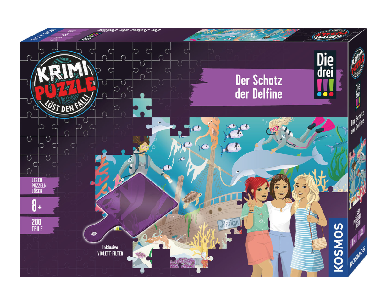 Puzzle KOSMOS Krimipuzzle Die drei !!! - Der Schatz der Delfine (200 Teile)