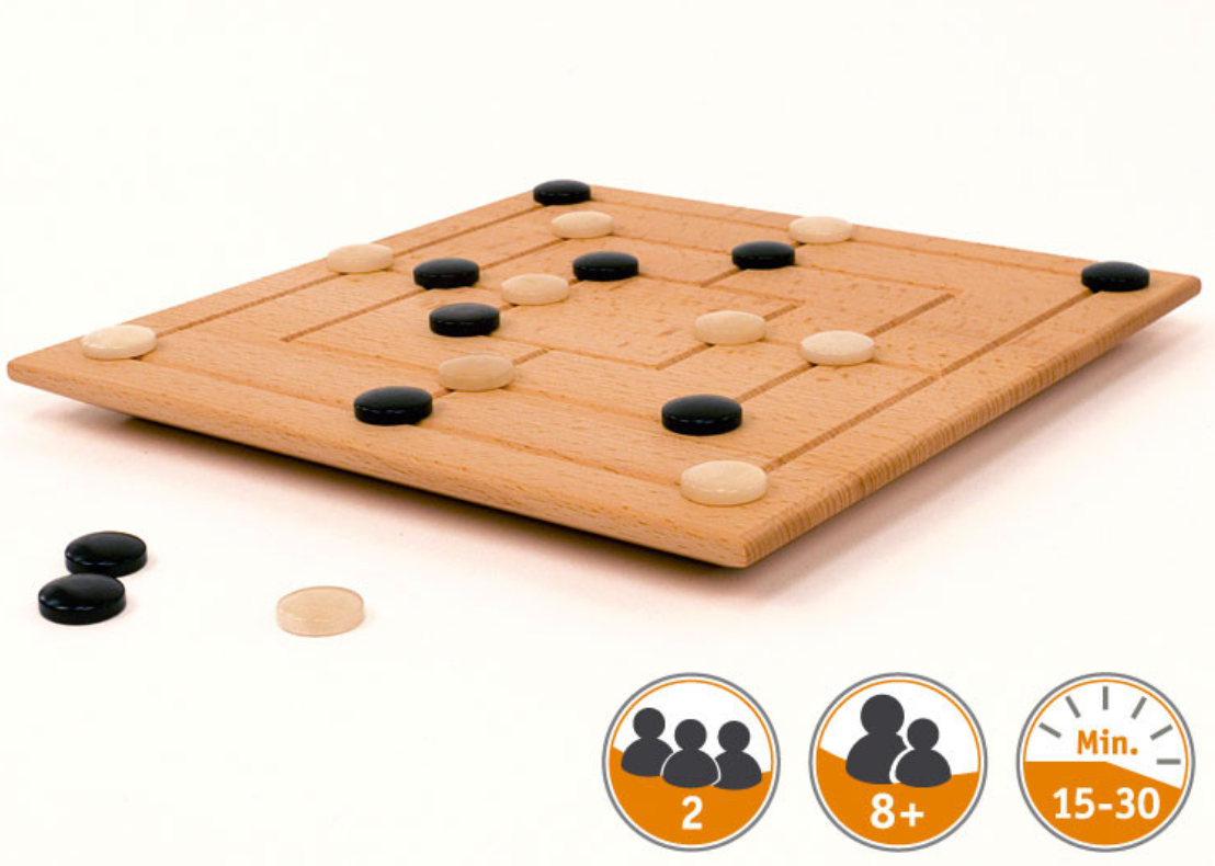 Spiele aus Holz Gerhards Spiel und Design Mühle mit Spielsteinen aus Taguanuss