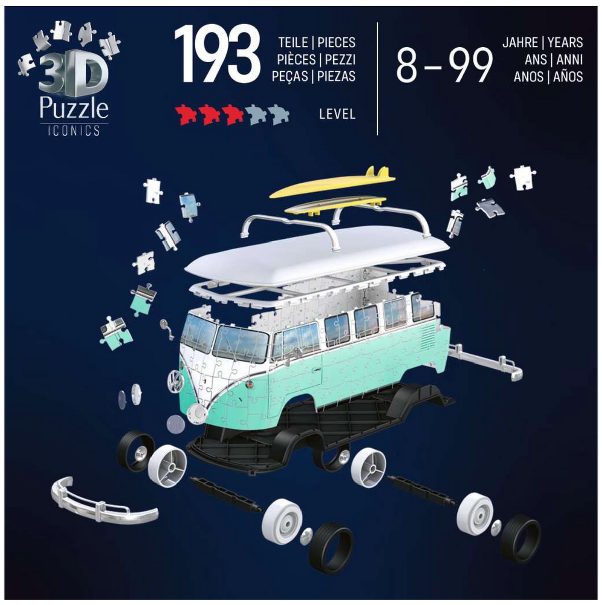 3D Puzzle Iconics: Volkswagen T1 Chrom Editionon