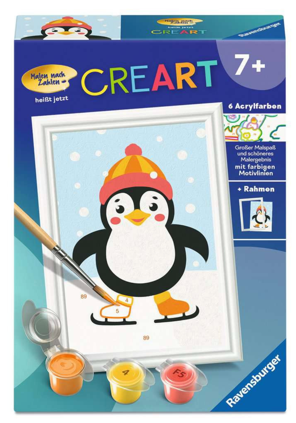 CreArt, Malen nach Zahlen Kinder - Pinguin im Schnee