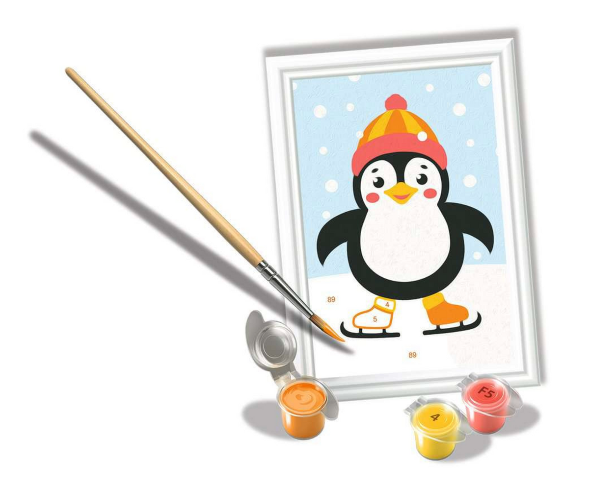 CreArt, Malen nach Zahlen Kinder - Pinguin im Schnee