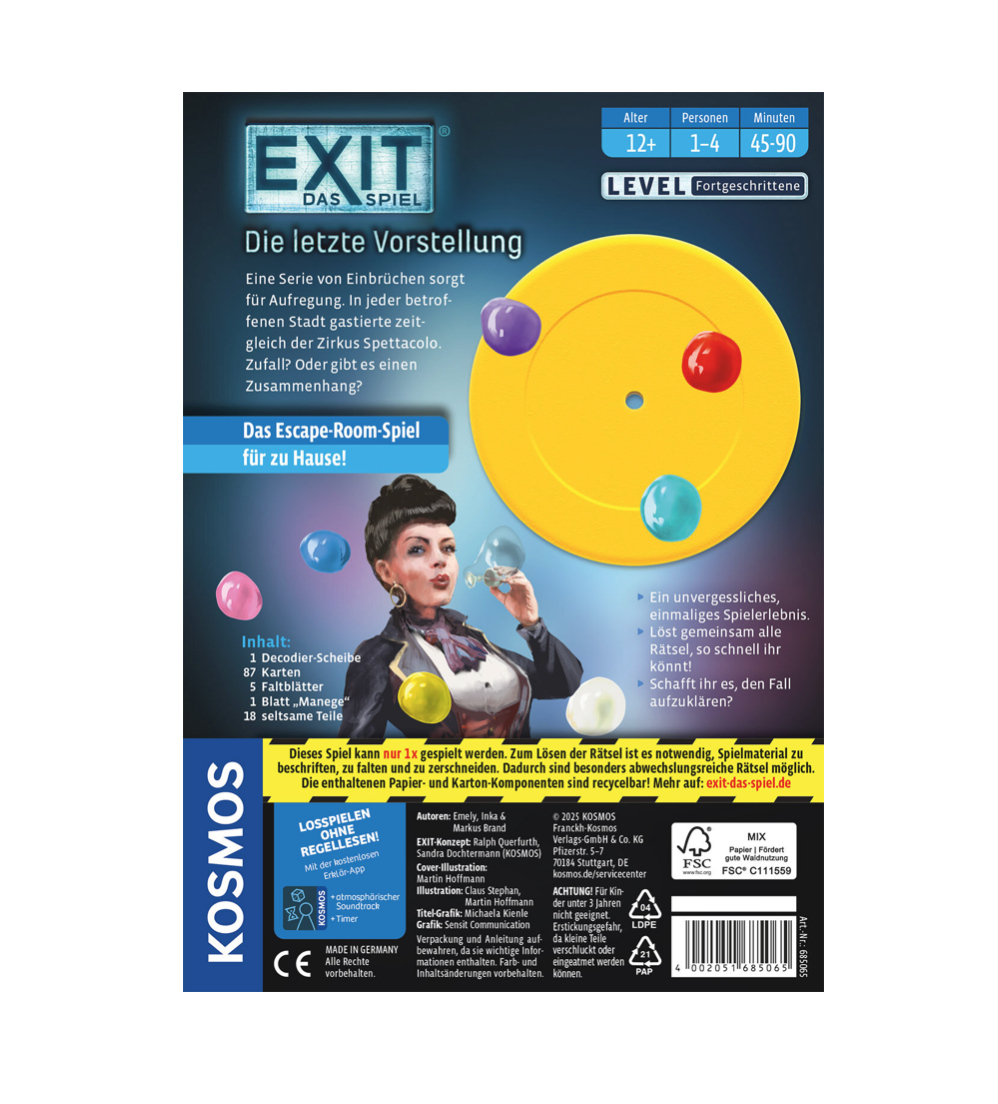 Rätselspiel KOSMOS EXIT® - Das Spiel: Die letzte Vorstellung
