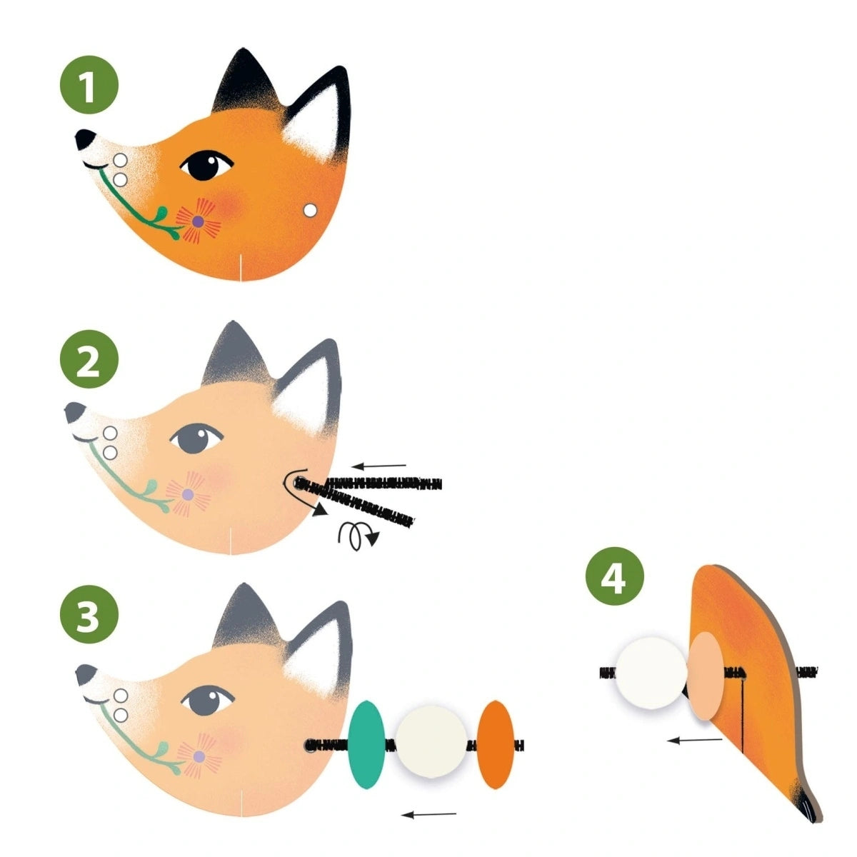 Basteln 3-6: Fädeln - Süße Tierchen