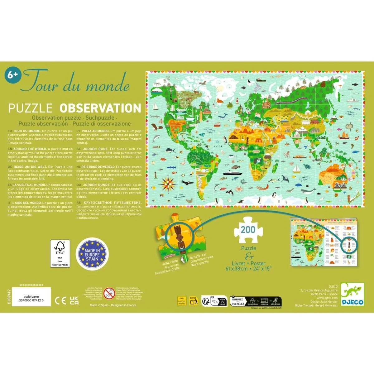 Entdeckerpuzzle Reise um die Welt - 200 Teile