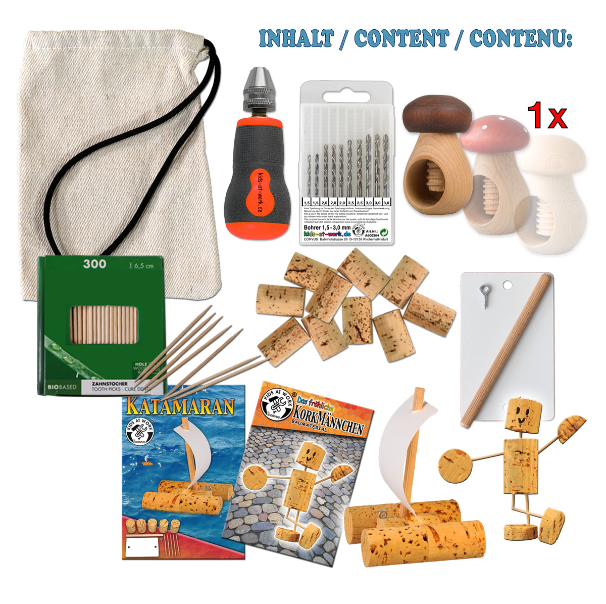 Bohrer-Kastanien-Kork-Set 01