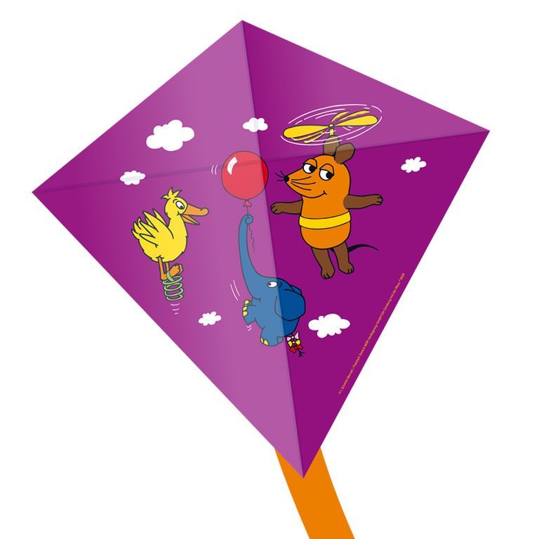 Kinderdrachen Eddy "Maus, Elefant & Ente", lila