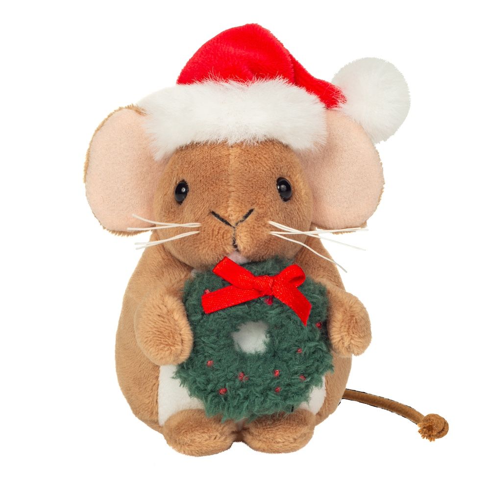 Plüschtier Teddy Hermann Teddy-Herrmann ⎮ Weihnachtsmaus mit Kranz ⎮ 11 cm