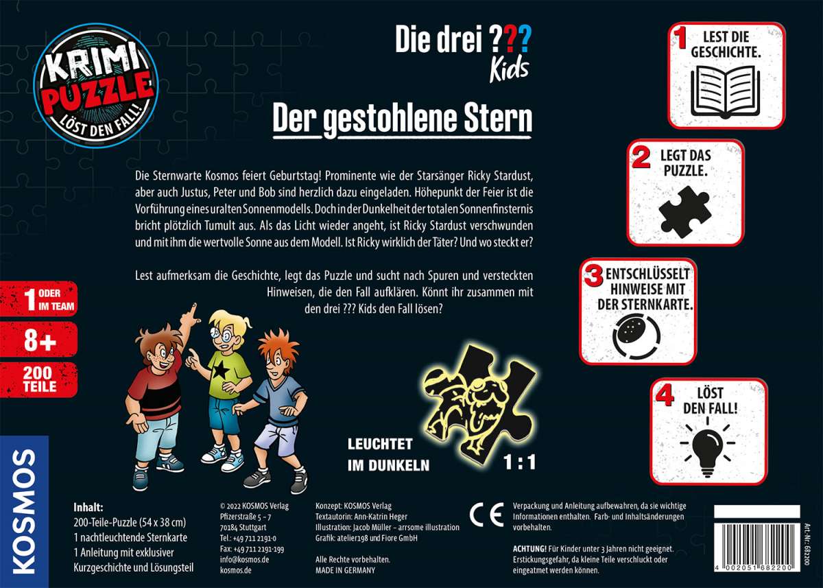 Krimi-Puzzle: Die drei ??? Kids - Der gestohlene Stern (200 Teile)