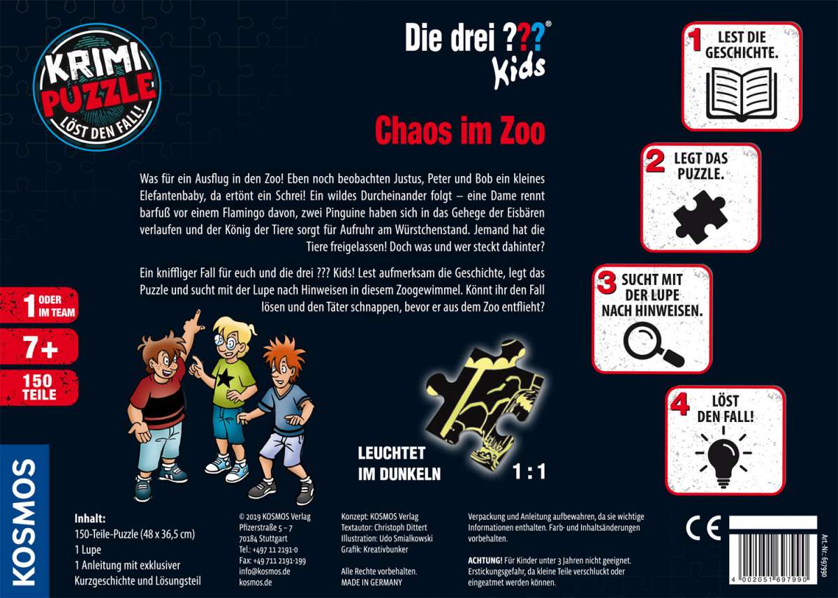 Krimipuzzle ??? Kids - Chaos im Zoo (150 Teile)