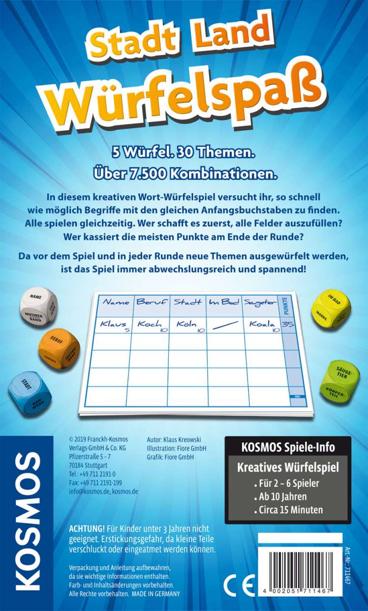 Stadt  Land  Würfelspaß