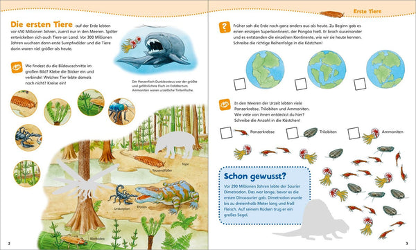 WAS IST WAS Junior Mitmach-Heft. Dinosaurier und Tiere der Urzeit