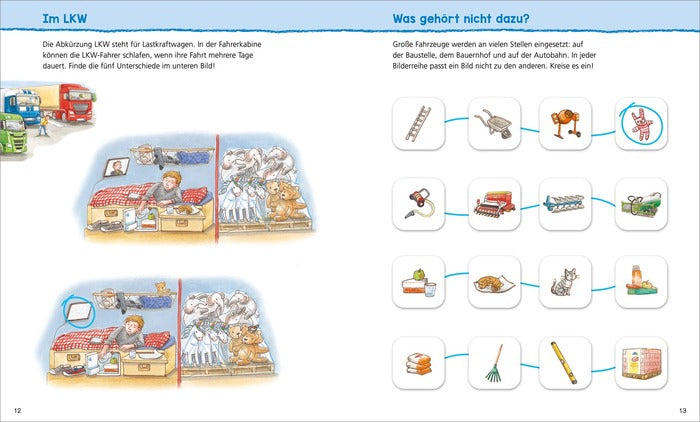 WAS IST WAS Kindergarten Malen Rätseln Stickern Große Fahrzeuge